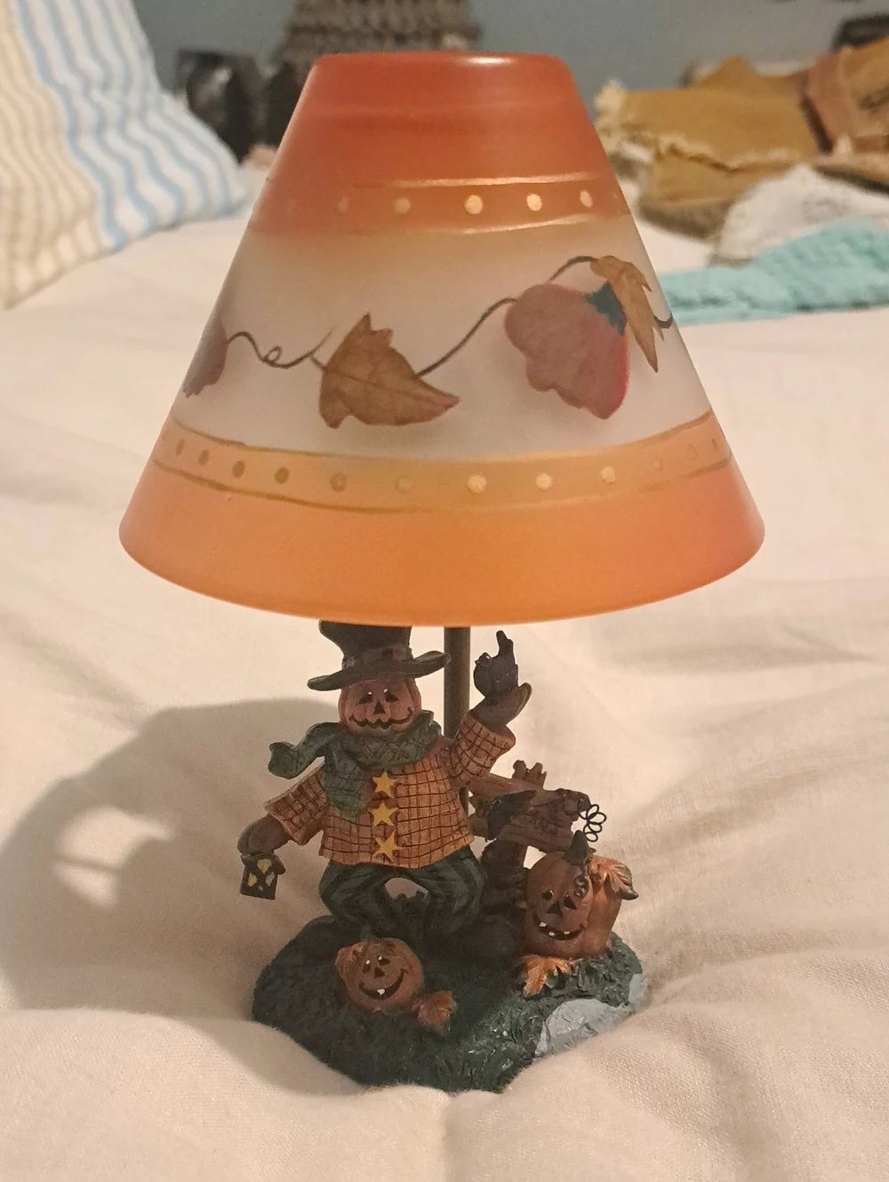 Whimsical Orange Pumpkin Scarecrow Table Lamp - Brand